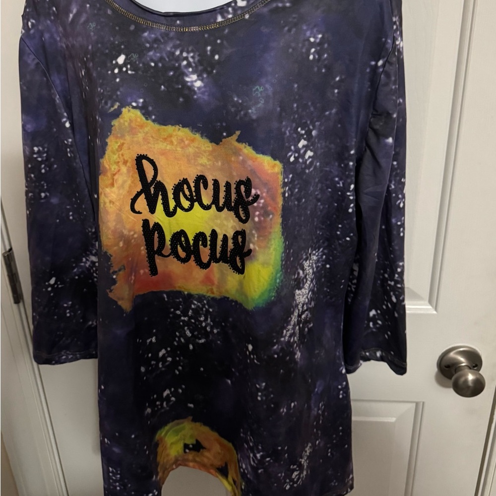 Hocus Pocus Shirt Womens XL Purple Tie Dye Celestial Effect Witch Bling NEW